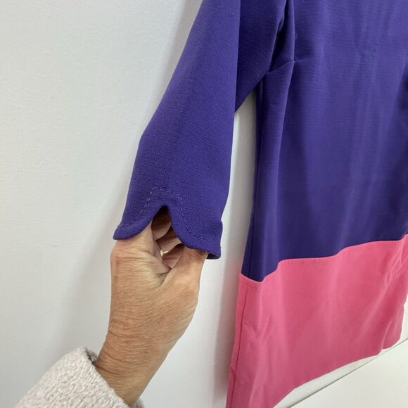 LOFT Color Block Purple Pink Dress Small Retro Zip Back Sz 2 - Picture 4 of 6